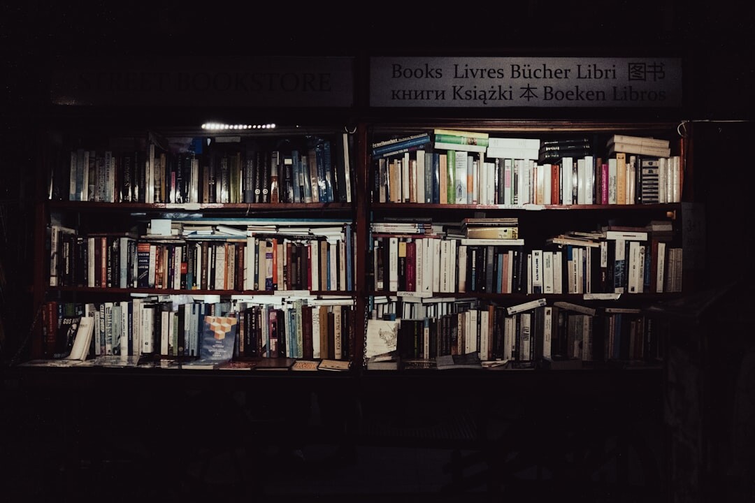 mystery books on shelf
